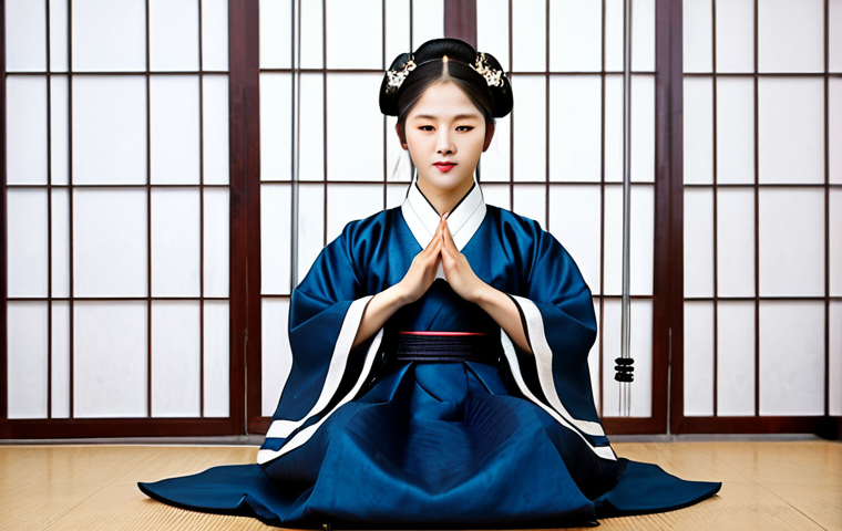 북한의 전통 악기   아쟁과 장고 - "A professional musician fully clothed in a modest hanbok, playing the ajaeng in a traditional Korea...