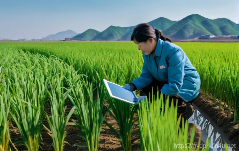 북한의 과학자   주요 연구 성과 - **"A group of dedicated North Korean scientists, both male and female, in their mid-30s to 50s, wear...